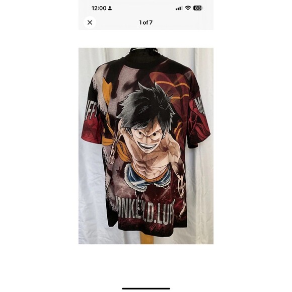 Monkey D Luffy T-Shirt Men’s Size Lg All Over Anime Pirate Graphic Tee *****READ - Picture 1 of 7
